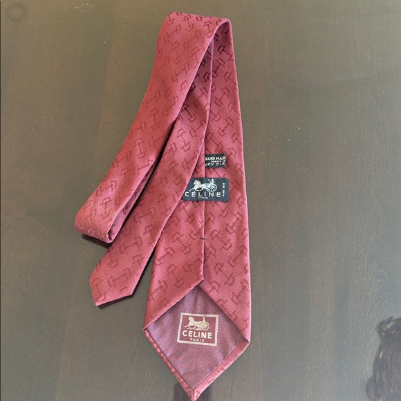 Celine Deep Red Patterned Tie - Picture 2 of 8